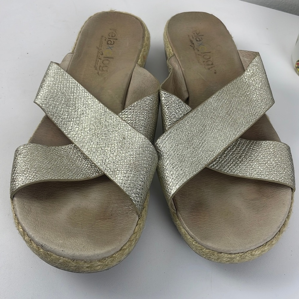 Relaxology Tommy Bahama Crossover Metallic Sparkle Slide Ilidah Size 10B